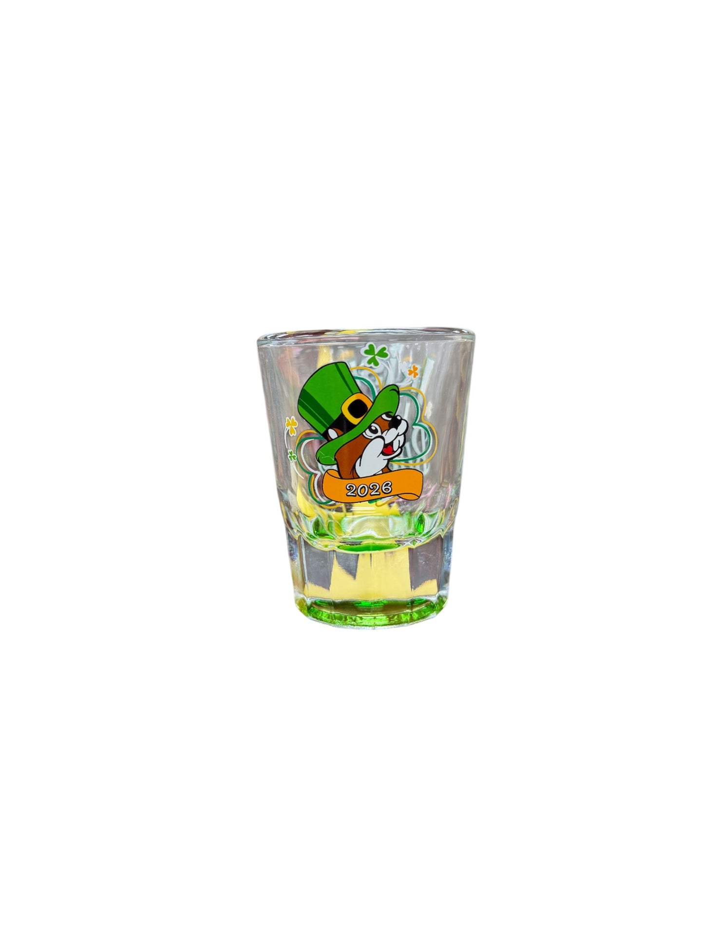 Buc-ee’s 2026 St. Patrick’s Day Shot Glass – “Irish I Were at Buc-ee’s” Green Base