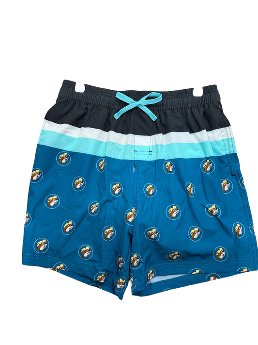 Buc-ee’s Blue Stripe Beaver Swim Trunks – Men’s & Kids Summer Board Shorts
