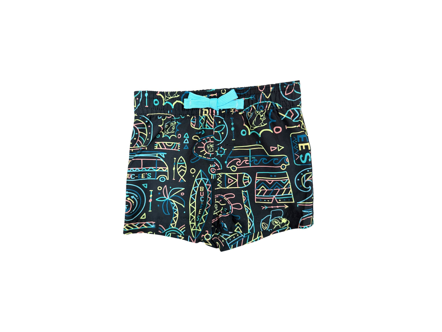 Buc-ee’s Neon Beach Pattern Swim Trunks – Kids & Adult Sizes