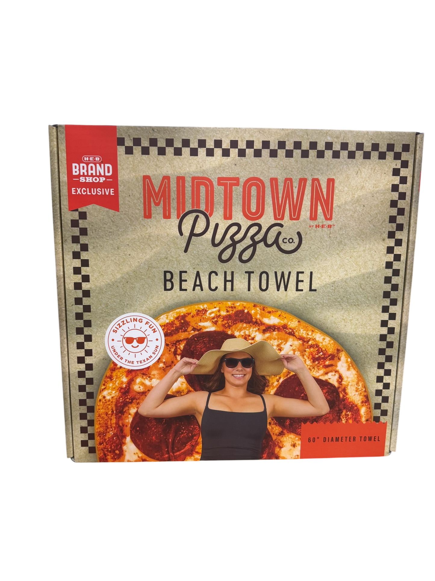 H-E-B Midtown Pizza Beach Towel – 60” Round Towel – Fun Summer Pool & Beach Blanket