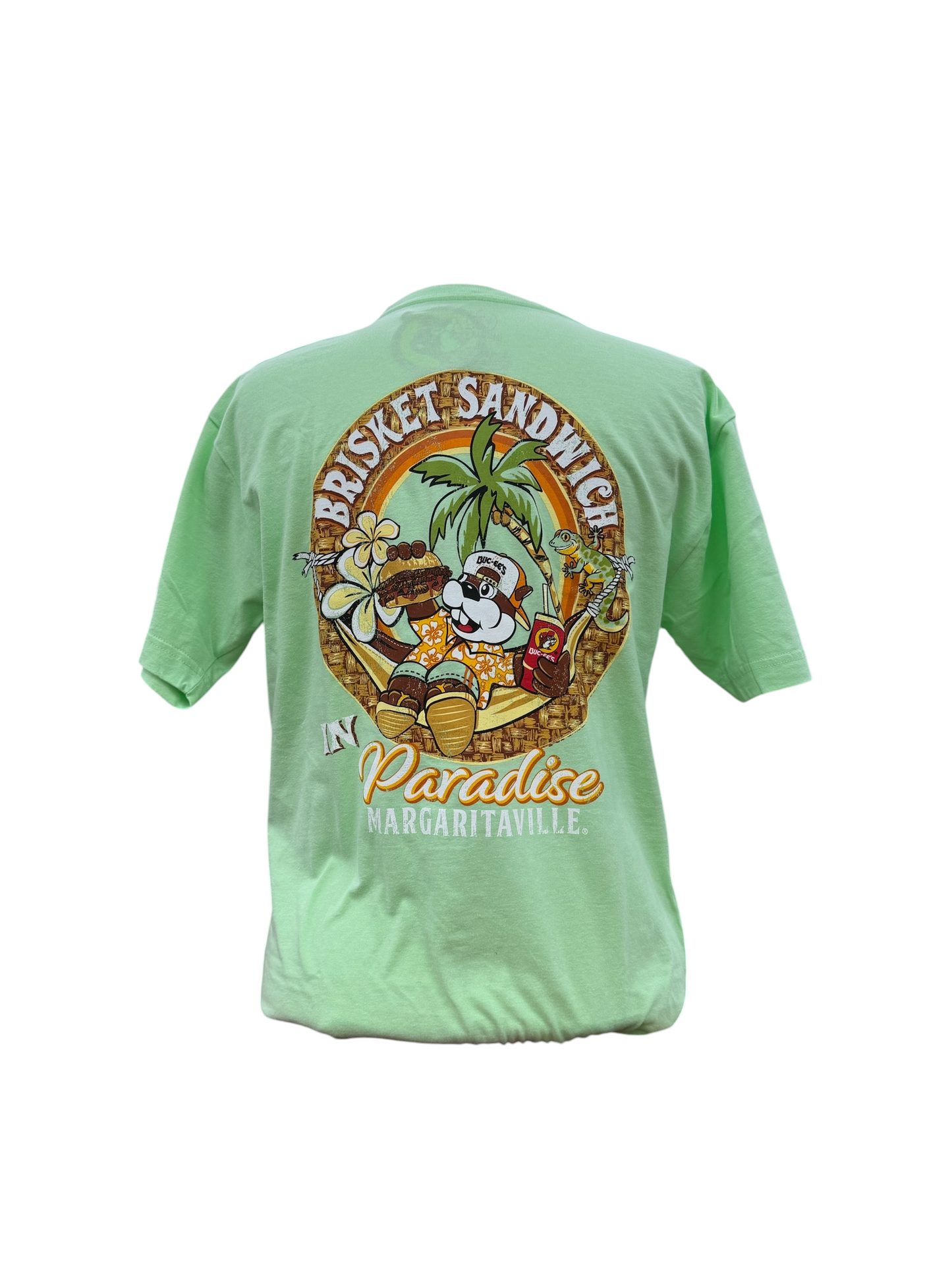 Buc-ee’s Margaritaville Brisket Sandwich in Paradise Mint Green Graphic T-Shirt