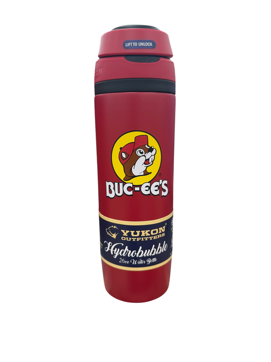 Buc-ee’s Yukon Outfitters Hydrobubble Water Bottle – 26 oz Insulated Stainless Steel Bottle – Red