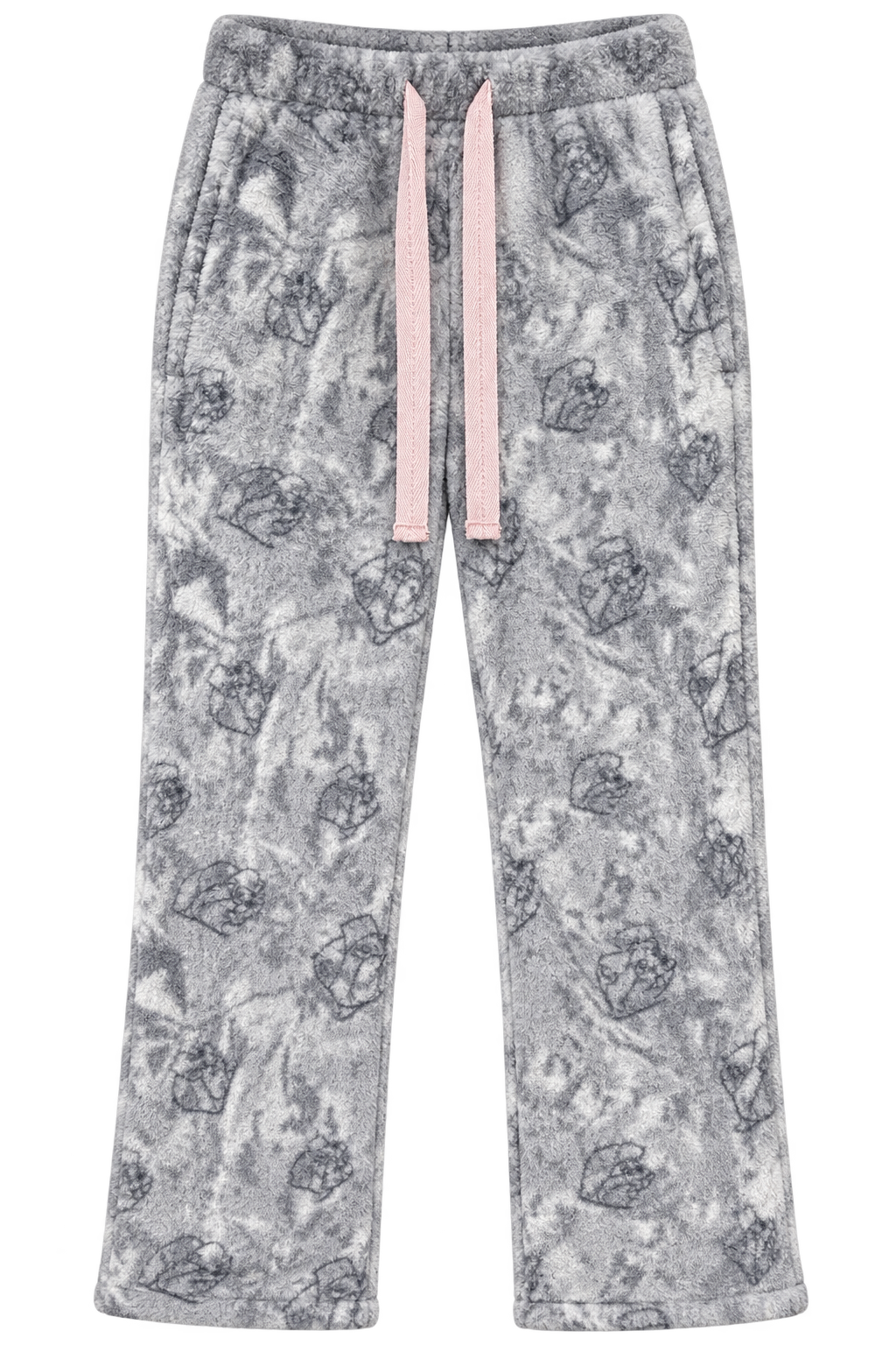 Buc-ee’s Women’s Plush Lounge Pants – Gray & Pink Beaver Print Pajama Pants