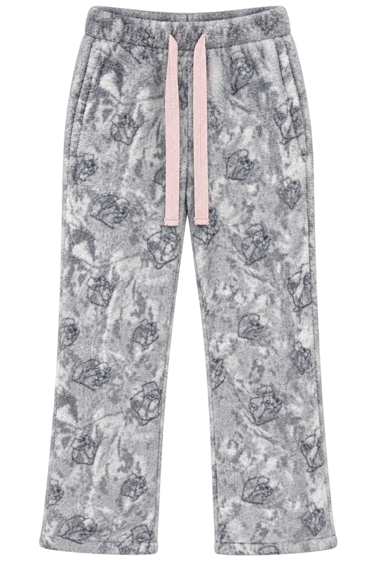 Buc-ee’s Women’s Plush Lounge Pants – Gray & Pink Beaver Print Pajama Pants