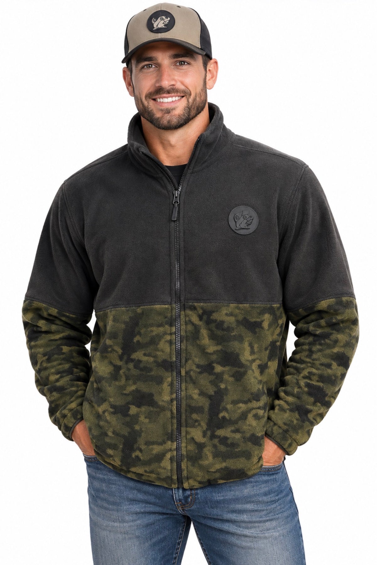 Buc-ee’s Camo Fleece Jacket – Adult & Youth Full Zip Outdoor Jacket