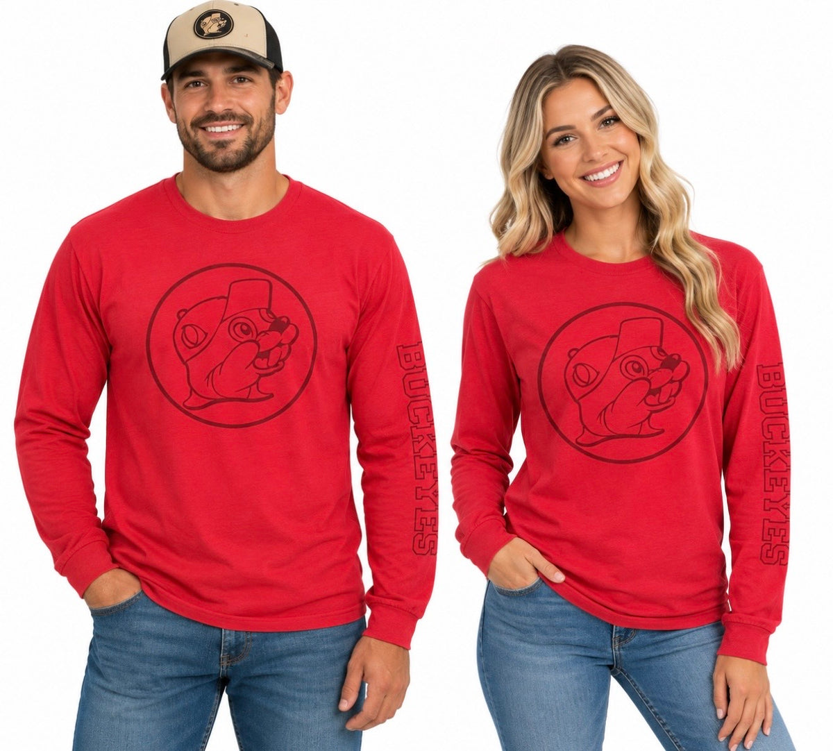 Buc-ee’s Red Long Sleeve Logo T-Shirt – Unisex Adult Beaver Graphic Tee