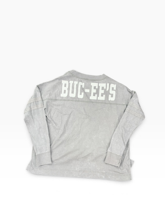 Buc-ee’s Women’s Gray Mineral-Wash V-Neck Long-Sleeve Shirt
