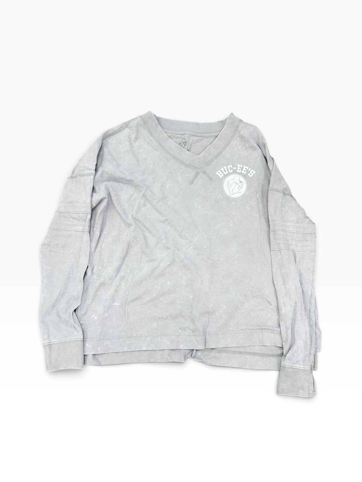 Buc-ee’s Women’s Gray Mineral-Wash V-Neck Long-Sleeve Shirt
