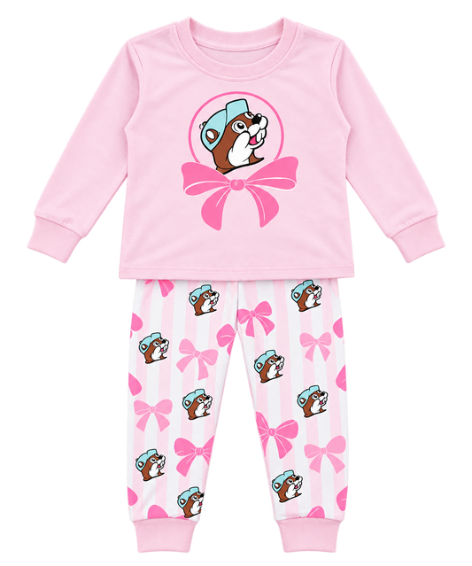 Buc-ee’s Baby Two-Piece Pajama Set – Pink Bow or Red Sports