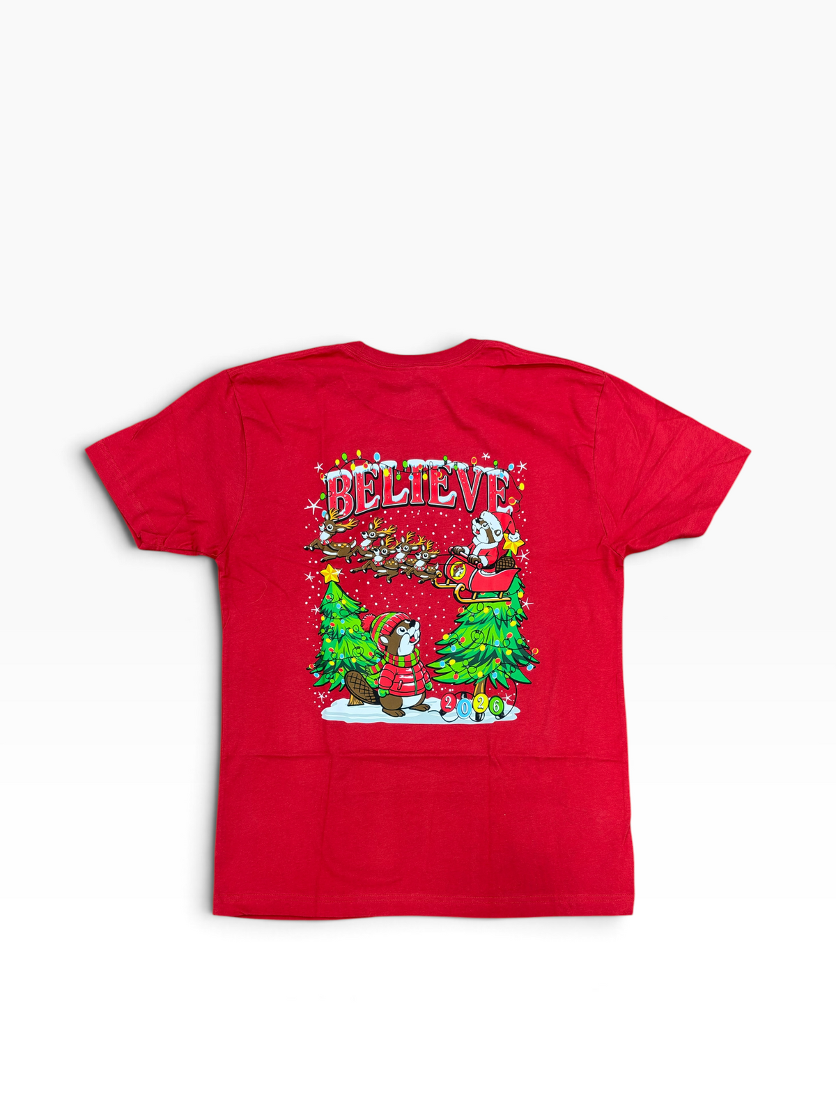 Buc-ee’s “Believe” Christmas 2026 T-Shirt – Red