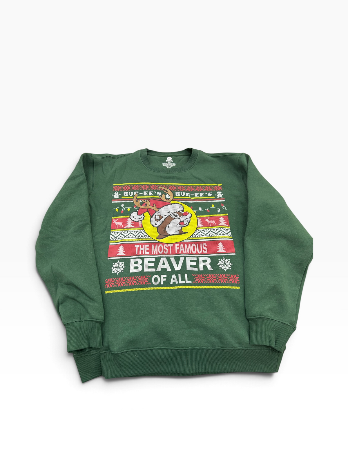 Buc-ee’s “The Most Famous Beaver of All” Christmas Crewneck Sweatshirt – Green