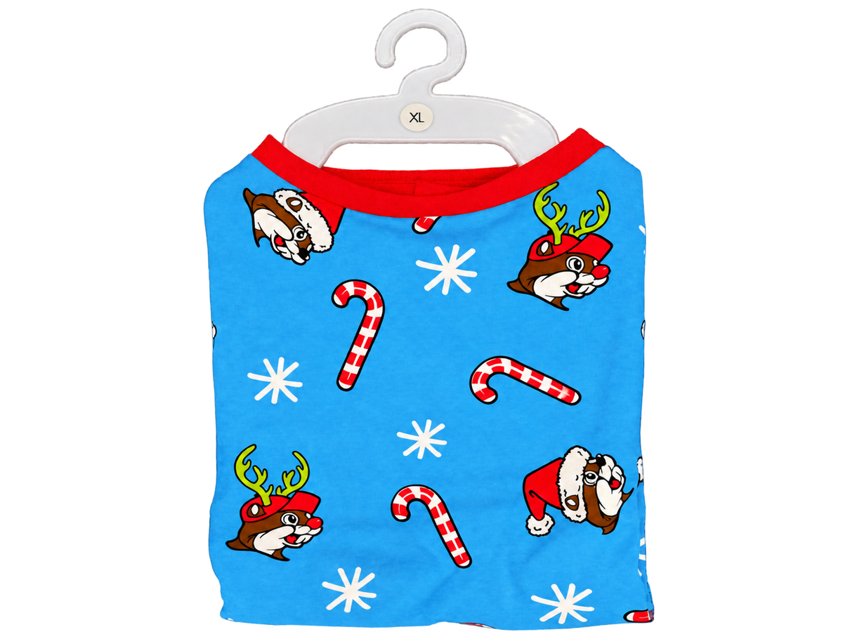 Buc-ee’s Christmas Holiday Pet Shirt – Blue & Red