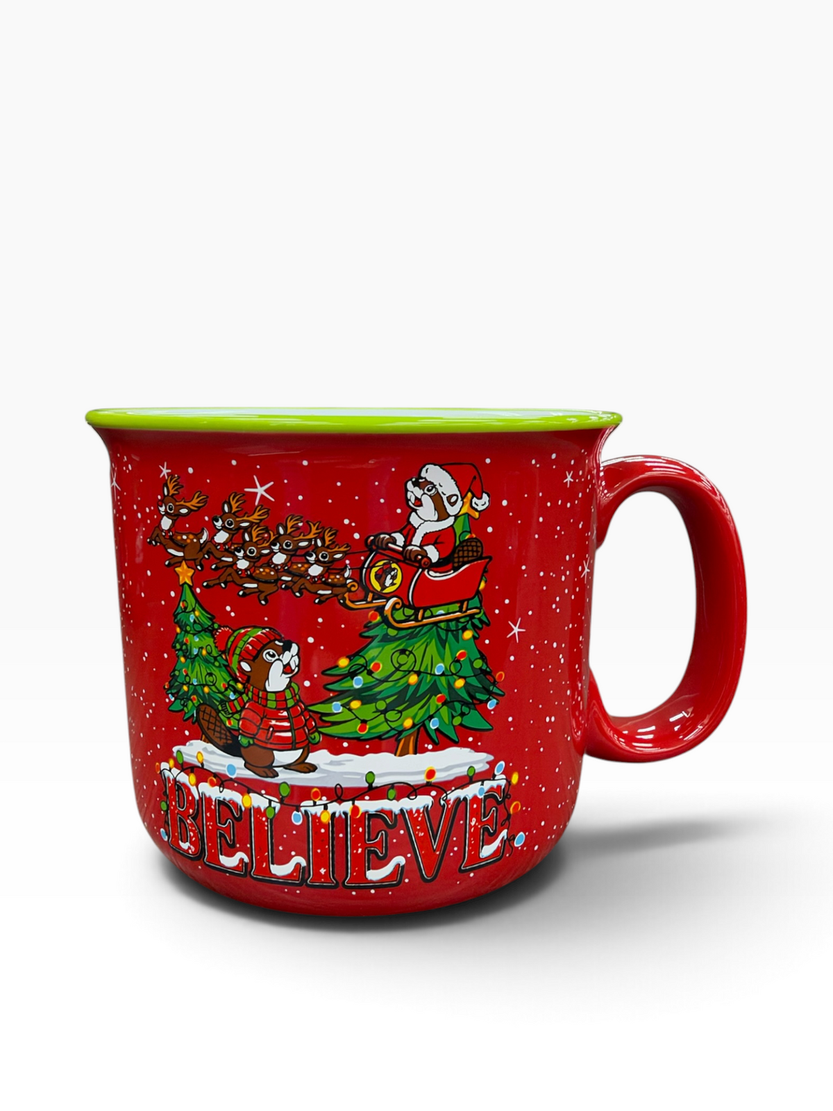 Buc-ee’s 2026 “Believe” Christmas Mug – Red & Green