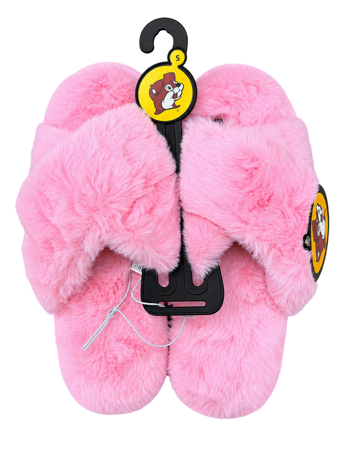 Buc-ee’s Pink Fuzzy Crisscross Slippers