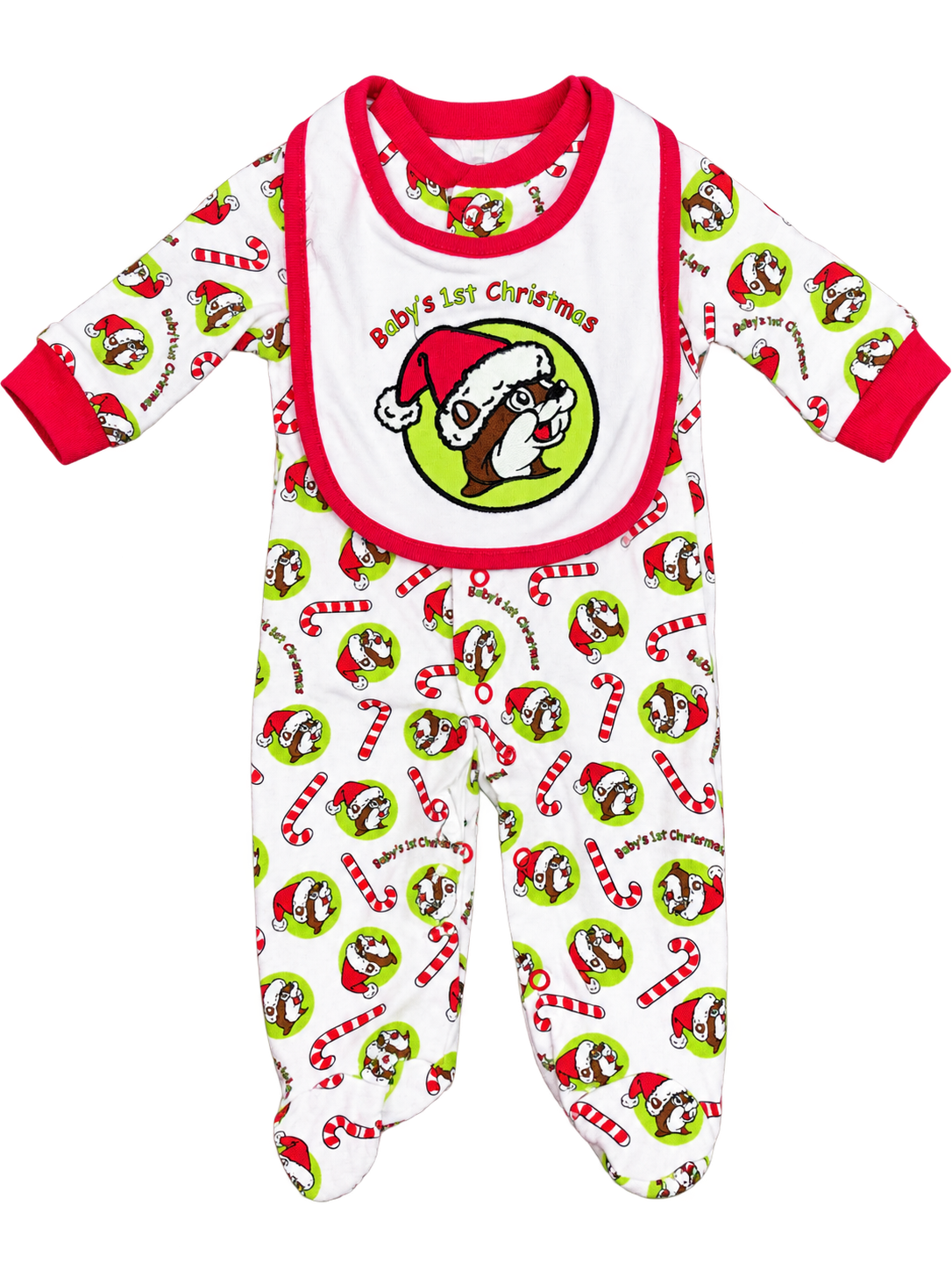 Buc-ee’s Baby’s 1st Christmas Footed Sleeper & Bib Set