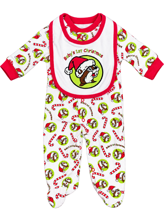 Buc-ee’s Baby’s 1st Christmas Footed Sleeper & Bib Set