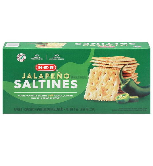 HEB Jalapeño Saltine Crackers | Spicy Flavored Snack Crackers | Bold Texas Heat | Crunchy Gourmet Crackers