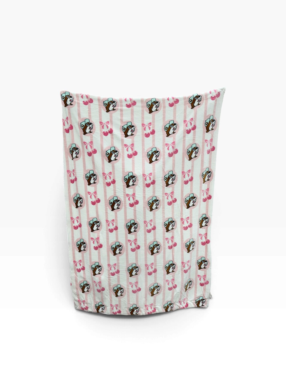 Pink cherry print blanket front