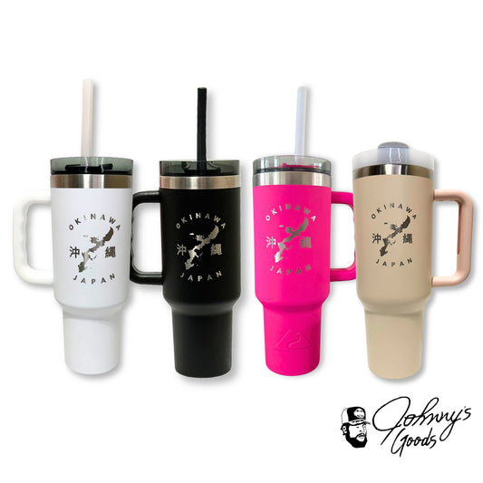 Okinawa Japan Tumbler with Handle and Straw