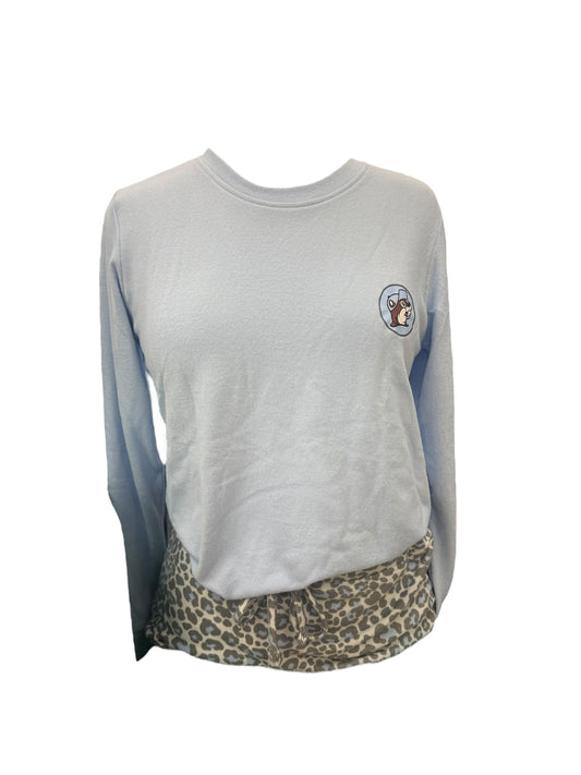 Buc-ee’s Baby Blue Leopard Lounge Set – Long Sleeve Top & Shorts