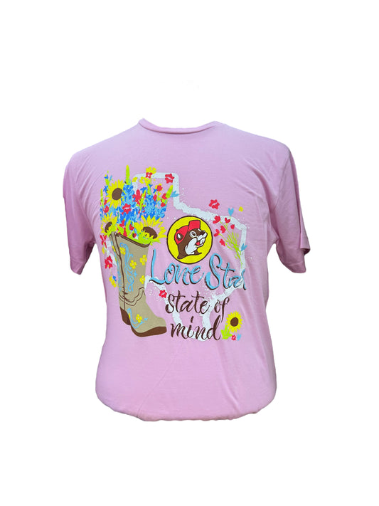Buc-ee’s Pink “Lone Star State of Mind” T-Shirt front view