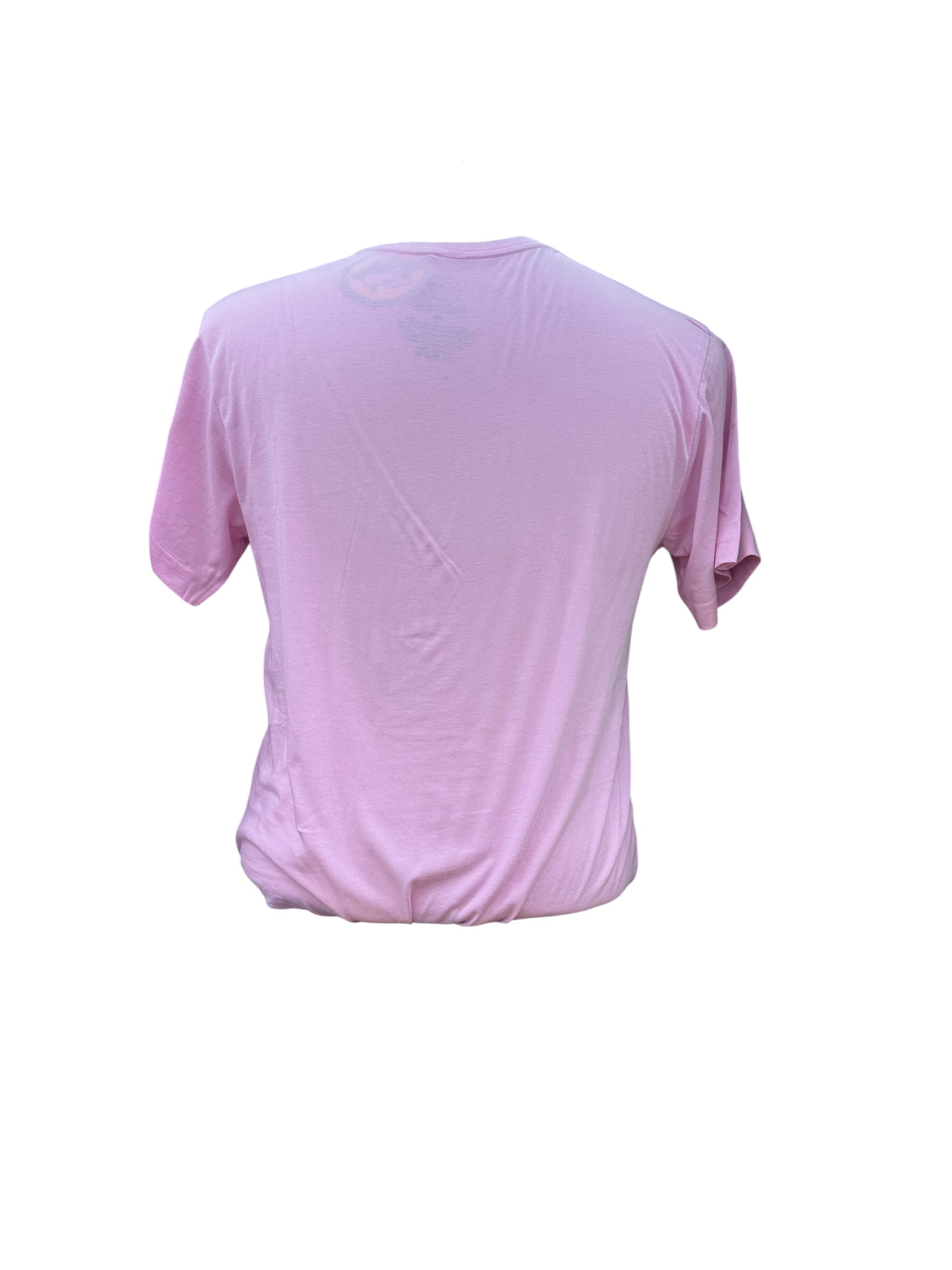 Back view of Buc-ee’s pink Lone Star T-shirt