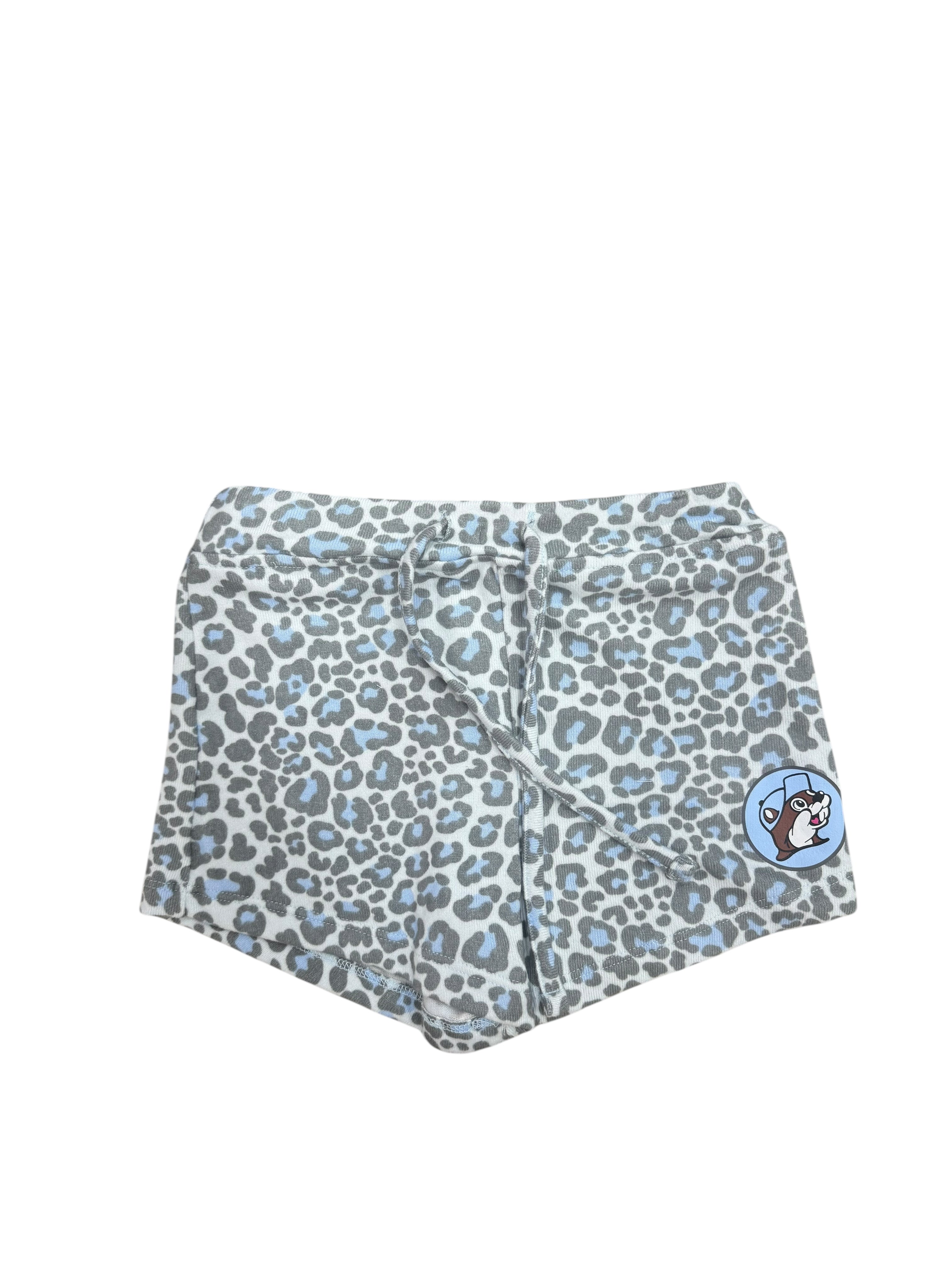 Buc-ee's Baby Blue Leopard Lounge Set – Long Sleeve Top & Shorts