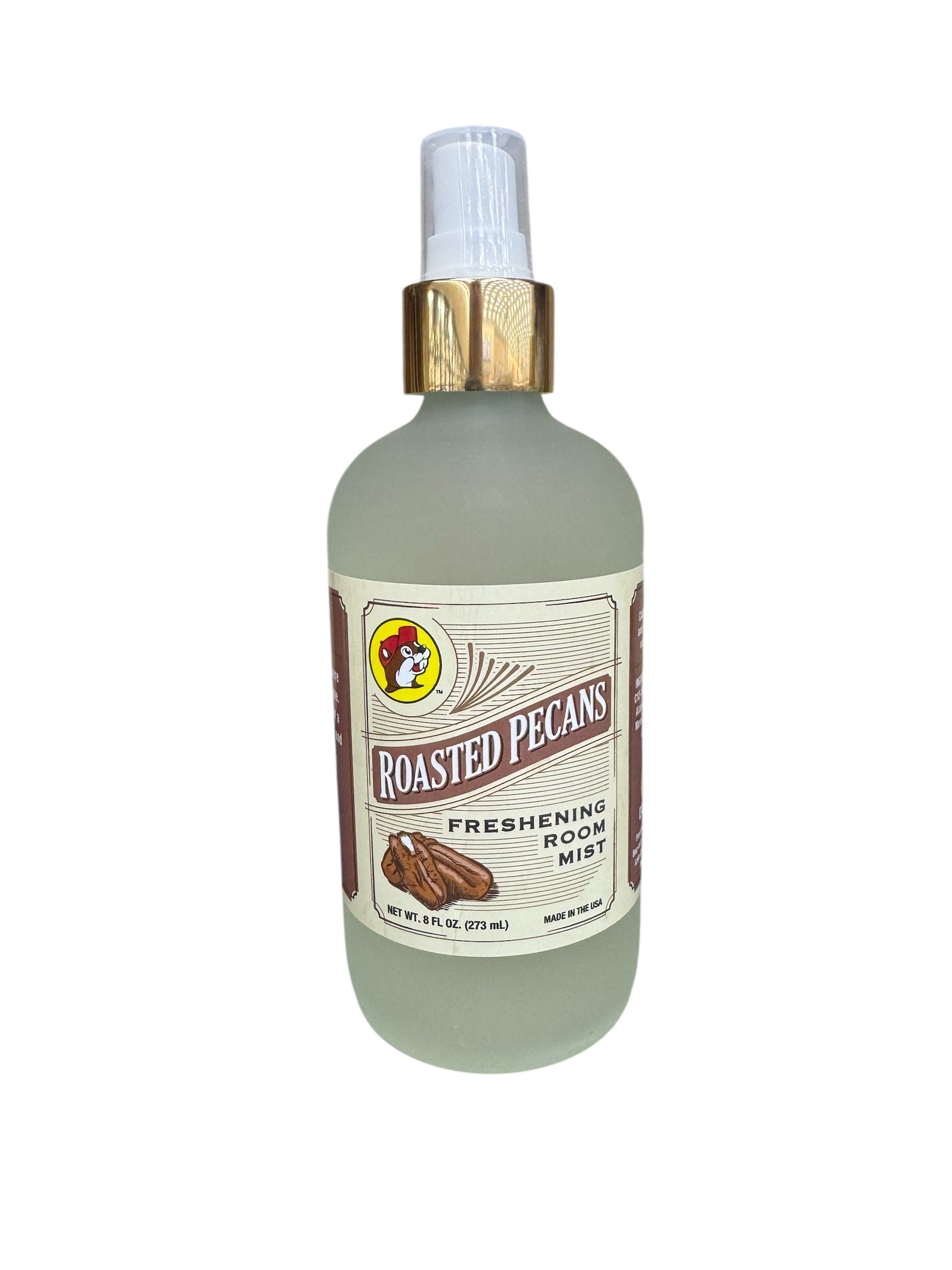 Bottle of Roasted Pecans room mist on a white background
