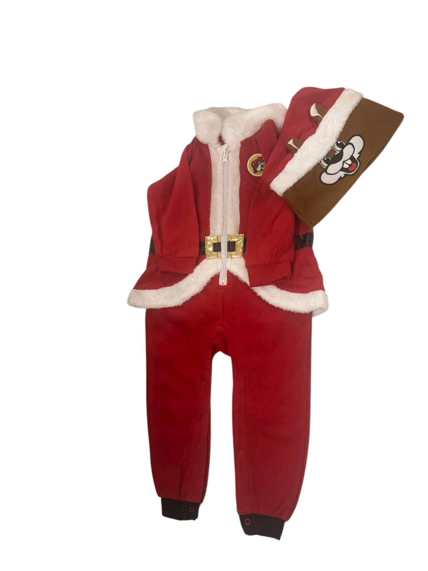 🎅 Buc-ee’s Red Santa Claus Onesie Pajamas – Holiday Fleece Jumpsuit