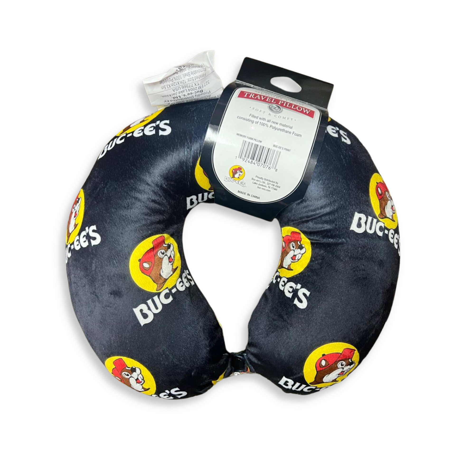 Buc-ee's Black Travel Neck Pillow Memory Foam buc ees buc ee's bucees buccees buc-ees