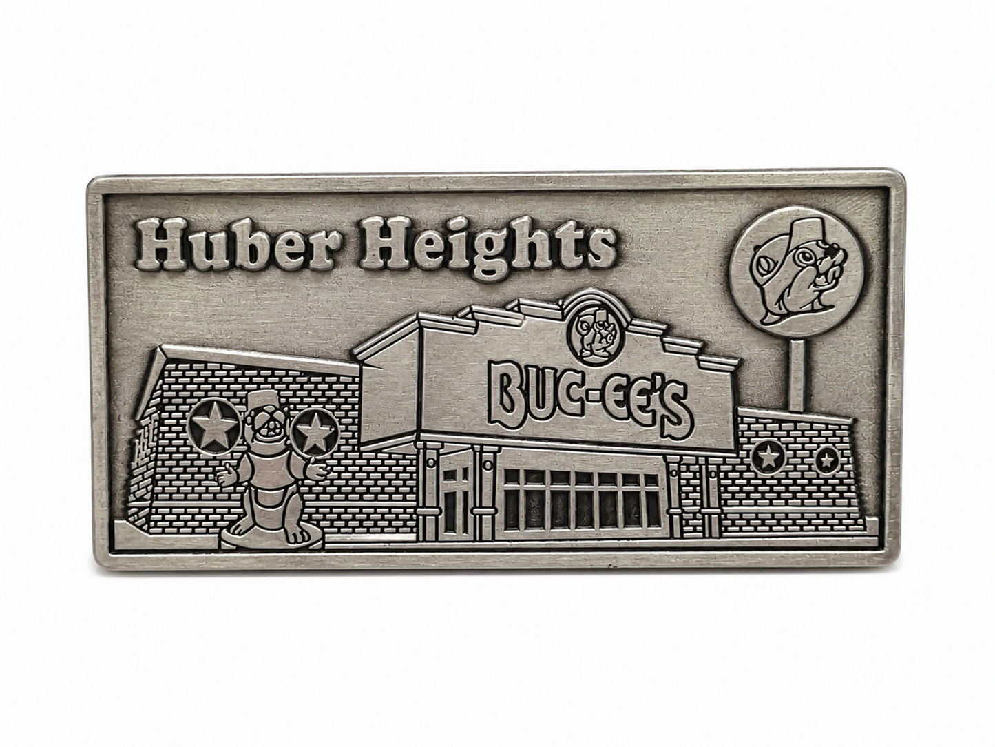 Buc-ee's Huber Heights Ohio Collectible Metal Magnet – Retro Silver Finish Souvenir