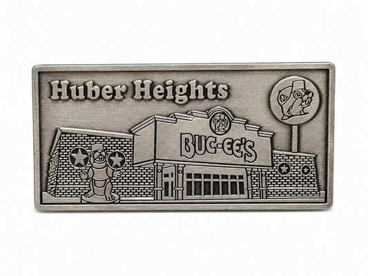 Buc-ee's Huber Heights Ohio Collectible Metal Magnet – Retro Silver Finish Souvenir