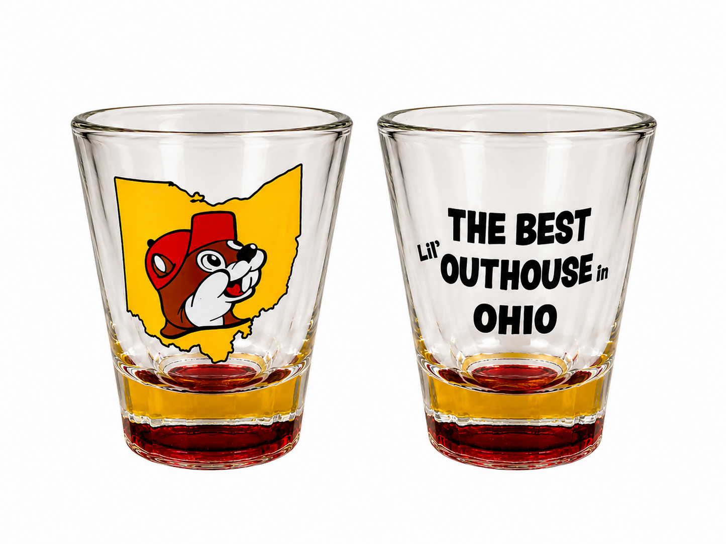 Buc-ee's Ohio Double-Sided Shot Glass – "The Best Lil' Outhouse in Ohio" Collectible Souvenir